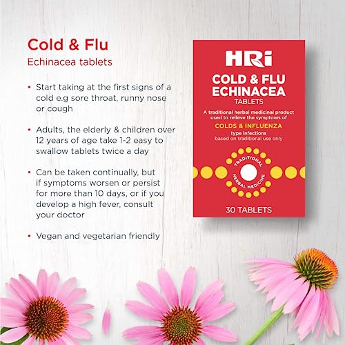 HRI Echinacea Cold and Flu Relief Tablets, 30 Count