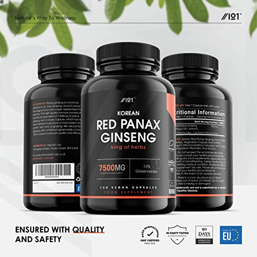 High Strength Panax Ginseng Extract 7500mg 120 Capsules