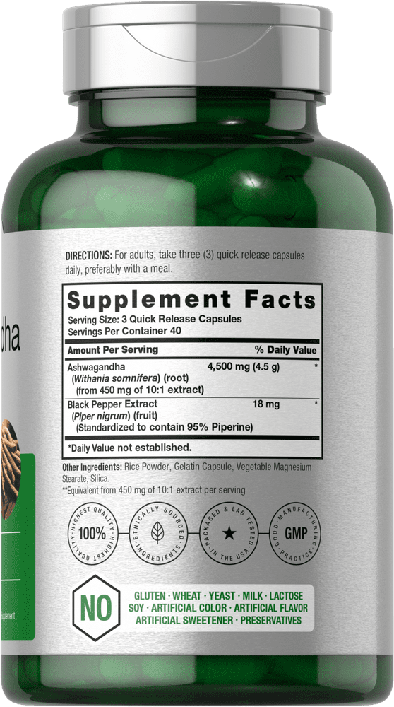 Ashwagandha Capsules 4500 mg - 120 Count