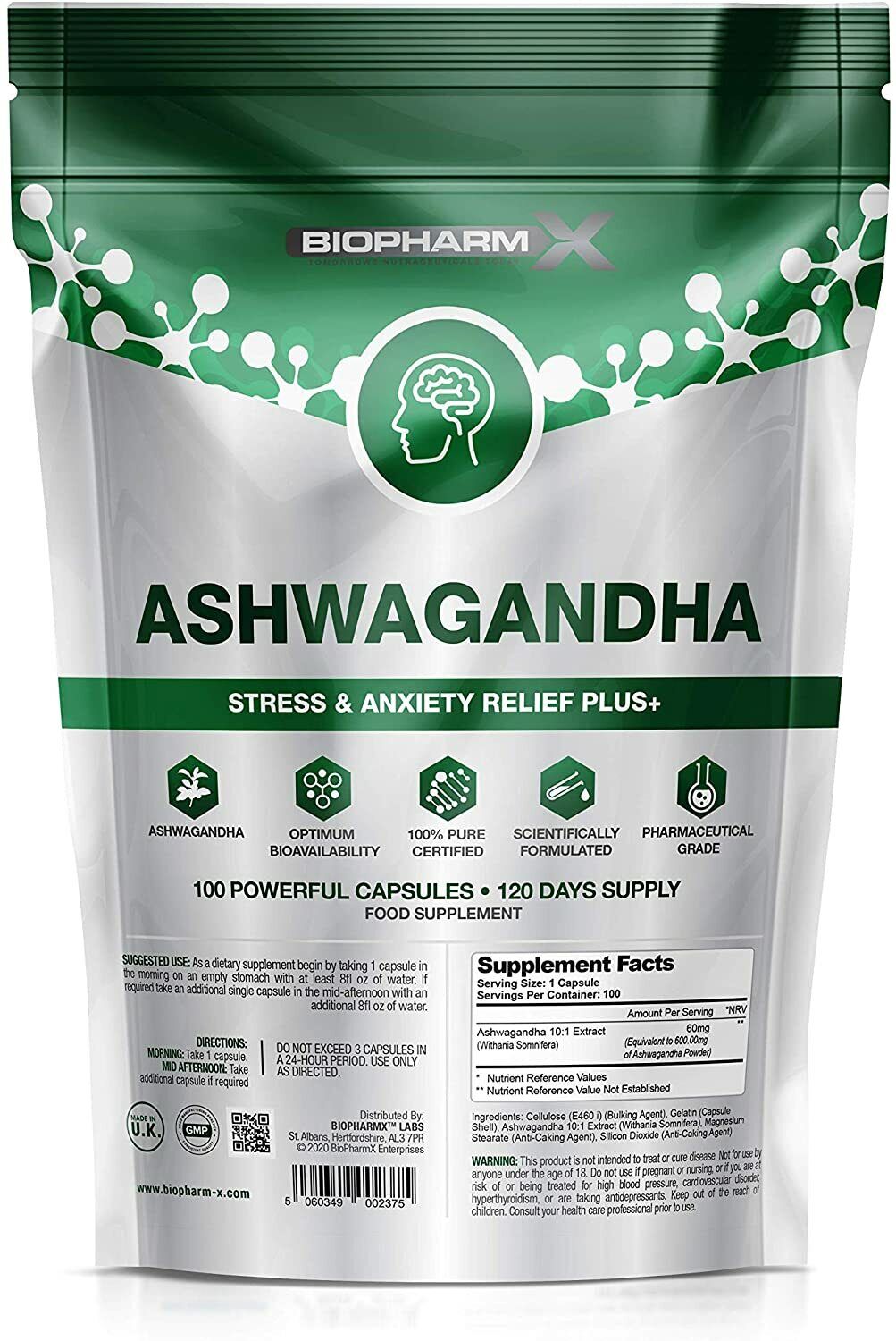 KSM66 Ashwagandha Extract Capsules for Stress and Sleep