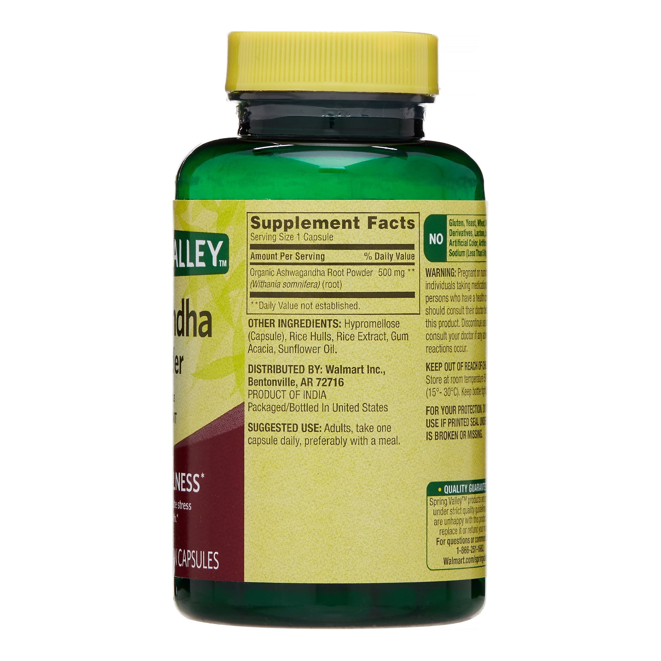 Spring Valley Ashwagandha Root Capsules 500mg, 60 Count
