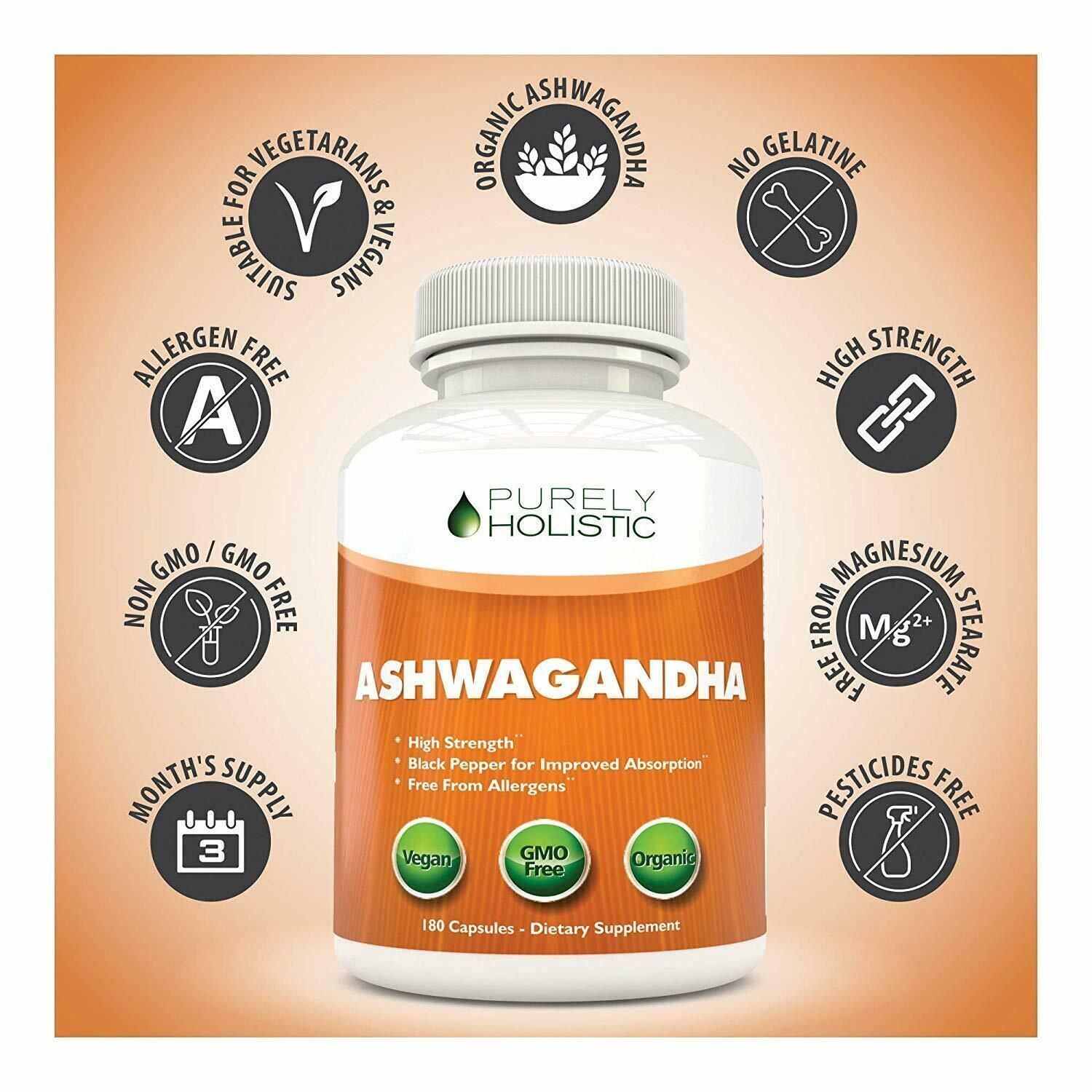 Organic Ashwagandha Capsules with Black Pepper Extract