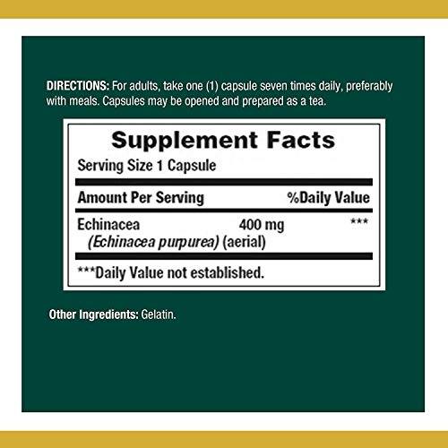 Nature's Bounty Echinacea 400 mg Capsules, 300 Total
