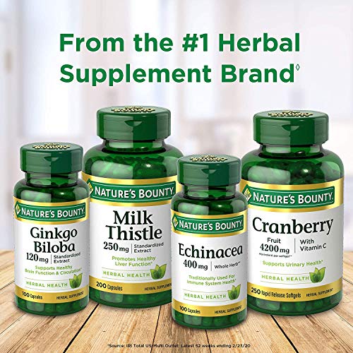 Nature's Bounty Echinacea 400 mg Capsules, 300 Total