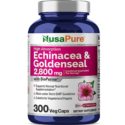 NusaPure Echinacea Goldenseal 2,800mg Veggie Caps