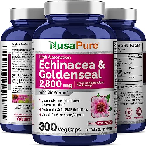 NusaPure Echinacea Goldenseal 2,800mg Veggie Caps