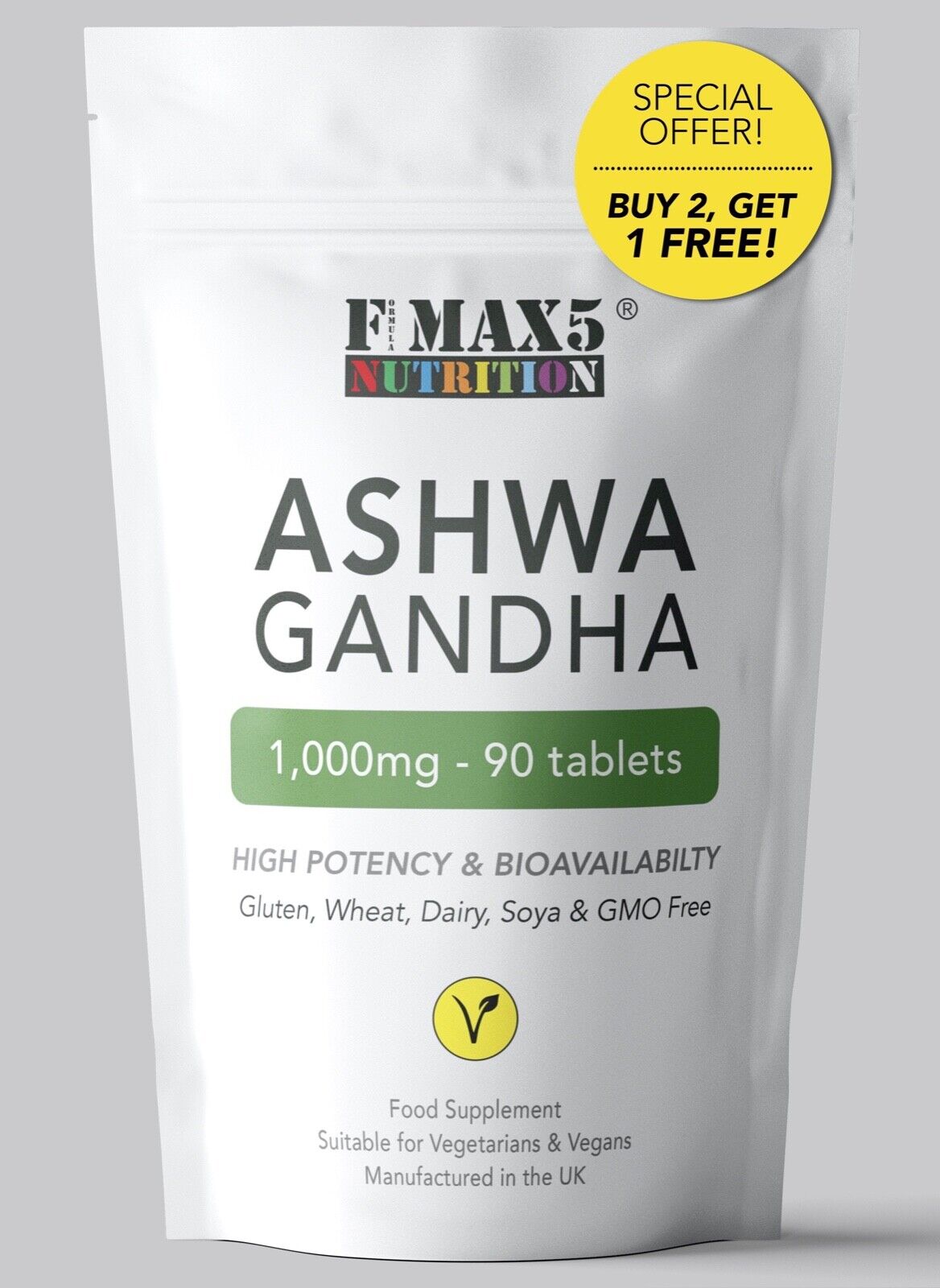 KSM66 Ashwagandha 1000mg Vegan Stress Relief Tablets