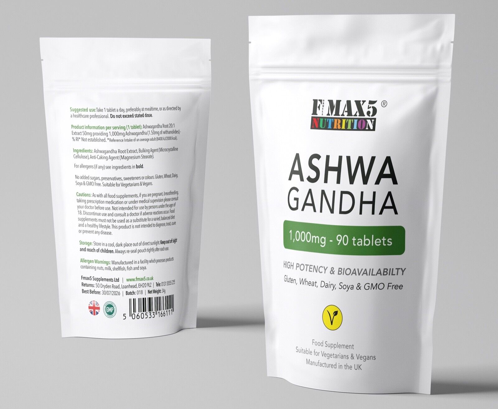 KSM66 Ashwagandha 1000mg Vegan Stress Relief Tablets