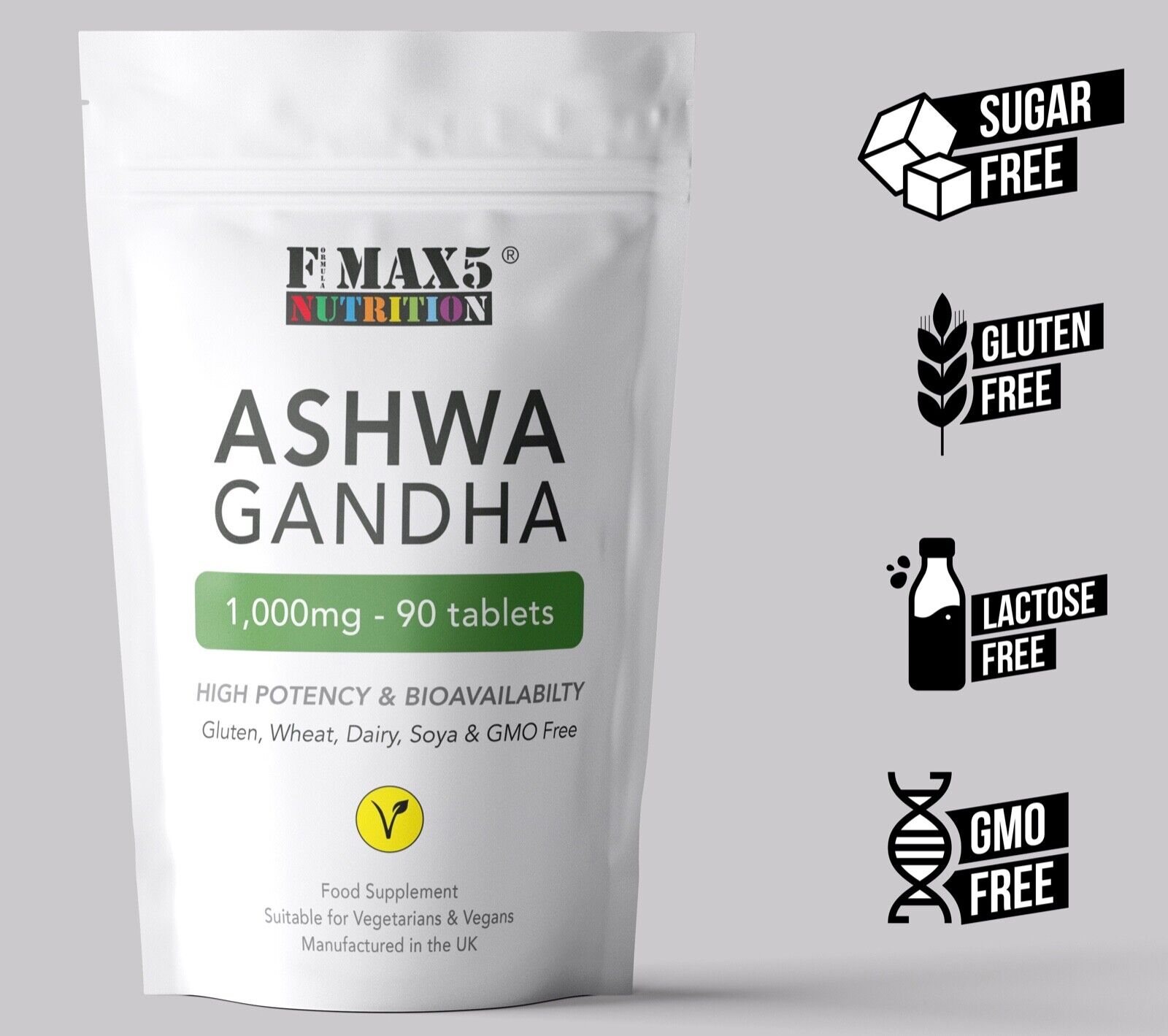 KSM66 Ashwagandha 1000mg Vegan Stress Relief Tablets