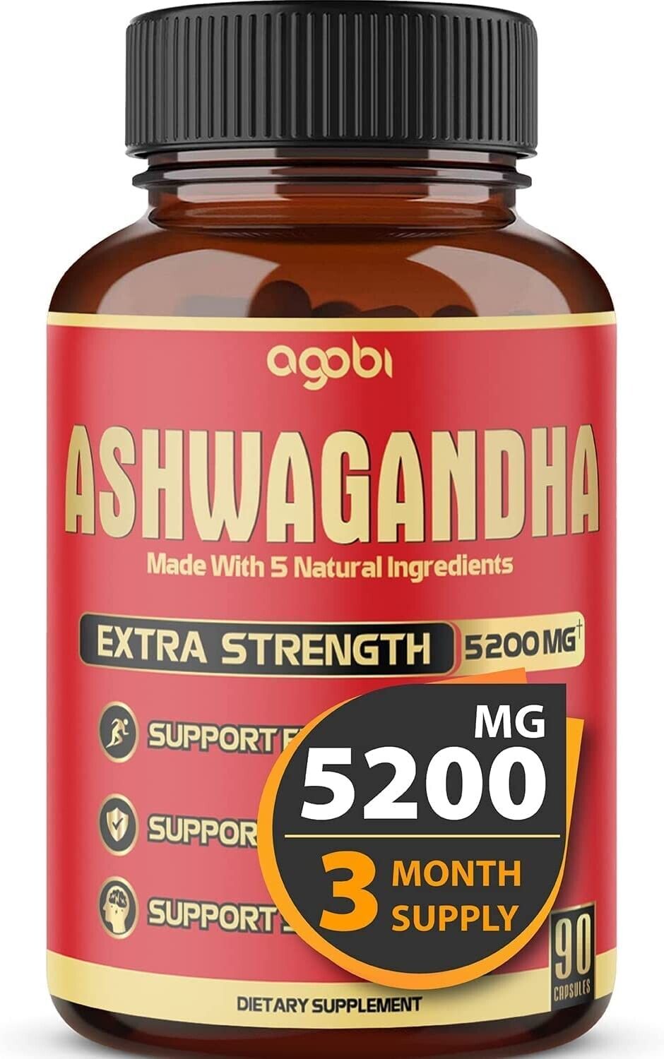 High Potency Ashwagandha Capsules, 3 Month Supply