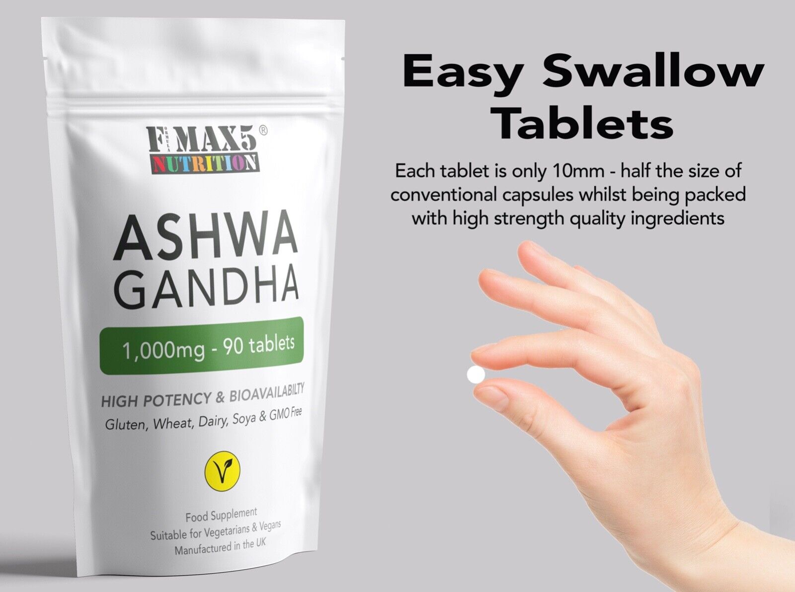 KSM66 Ashwagandha 1000mg Vegan Stress Relief Tablets