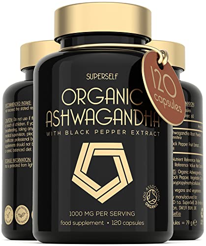 Organic Ashwagandha Capsules 1000mg - 120 Vegan