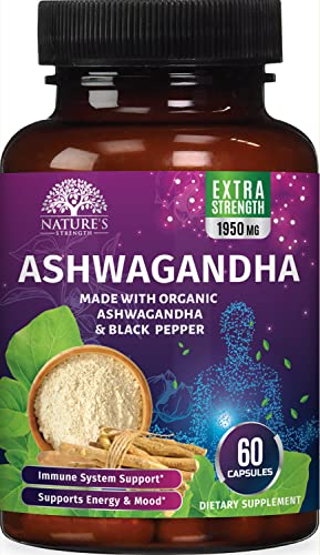 Organic Ashwagandha 1950 MG - Extra Strength Capsules