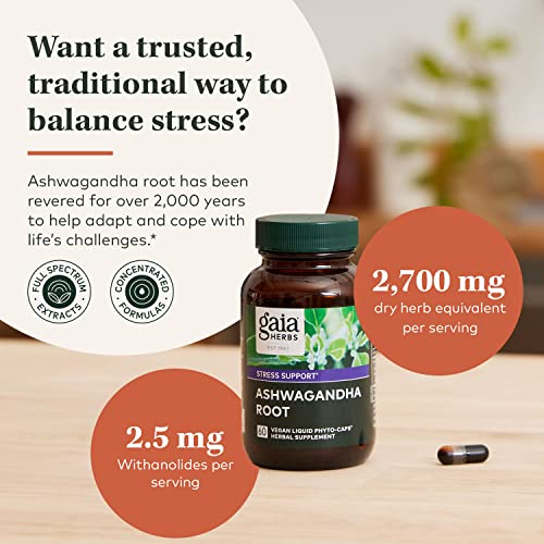Gaia Herbs Organic Ashwagandha Root for Stress Relief