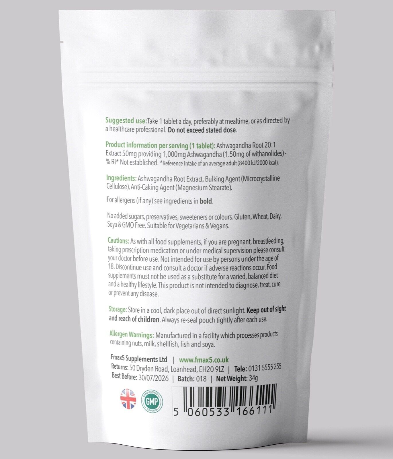 KSM66 Ashwagandha 1000mg Vegan Stress Relief Tablets