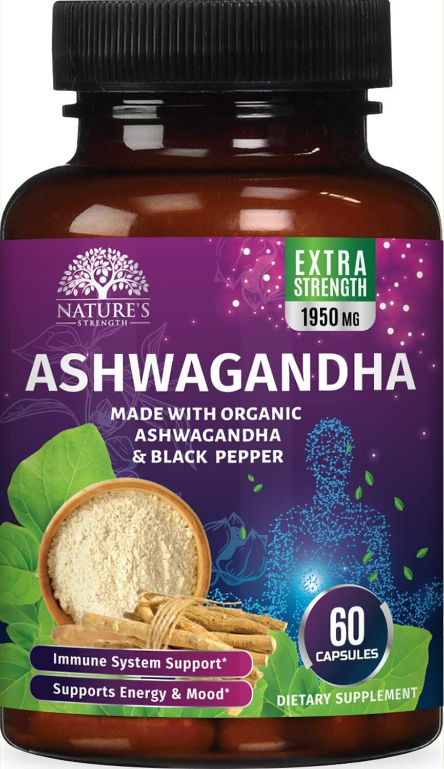 Organic Ashwagandha 1950mg with Black Pepper