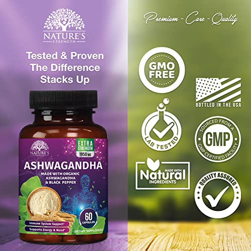 Organic Ashwagandha 1950 MG - Extra Strength Capsules