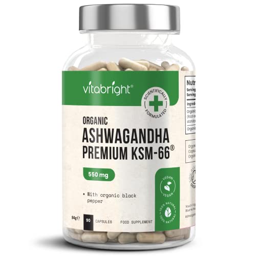 Organic Ashwagandha KSM-66 Capsules - 90 Vegan Caps