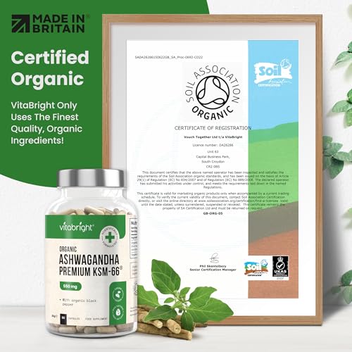 Organic Ashwagandha KSM-66 Capsules - 90 Vegan Caps