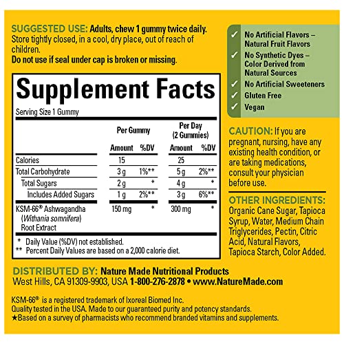 Vegan Ashwagandha Gummies for Stress Relief, 60 Count