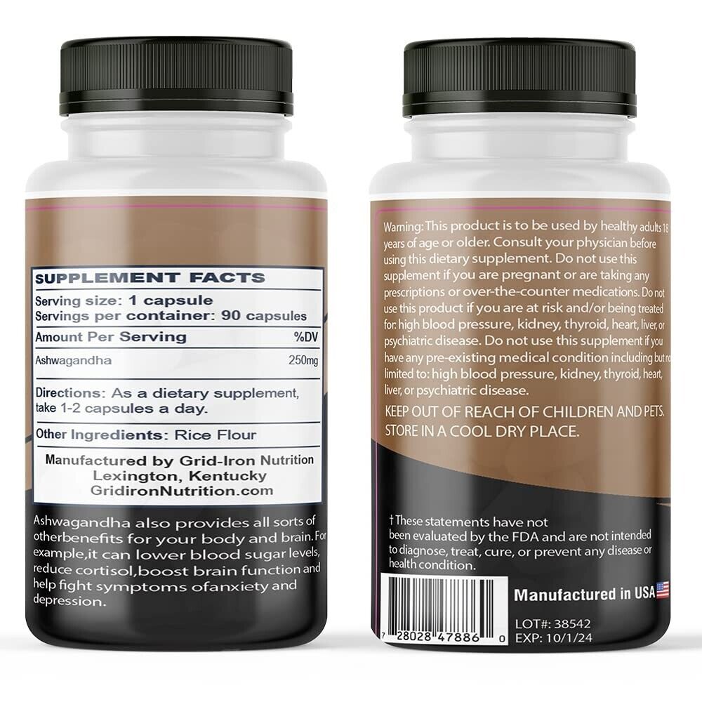 Ashwagandha 250mg – 90 Servings, 1.5% Withanolides