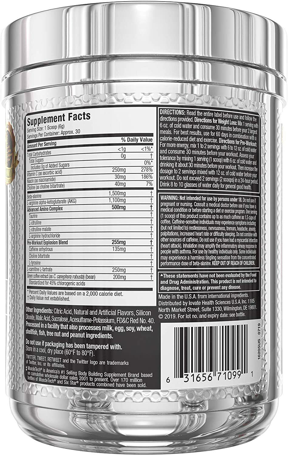 Ripped Pre Workout Thermogenic for Energy & Weight Loss