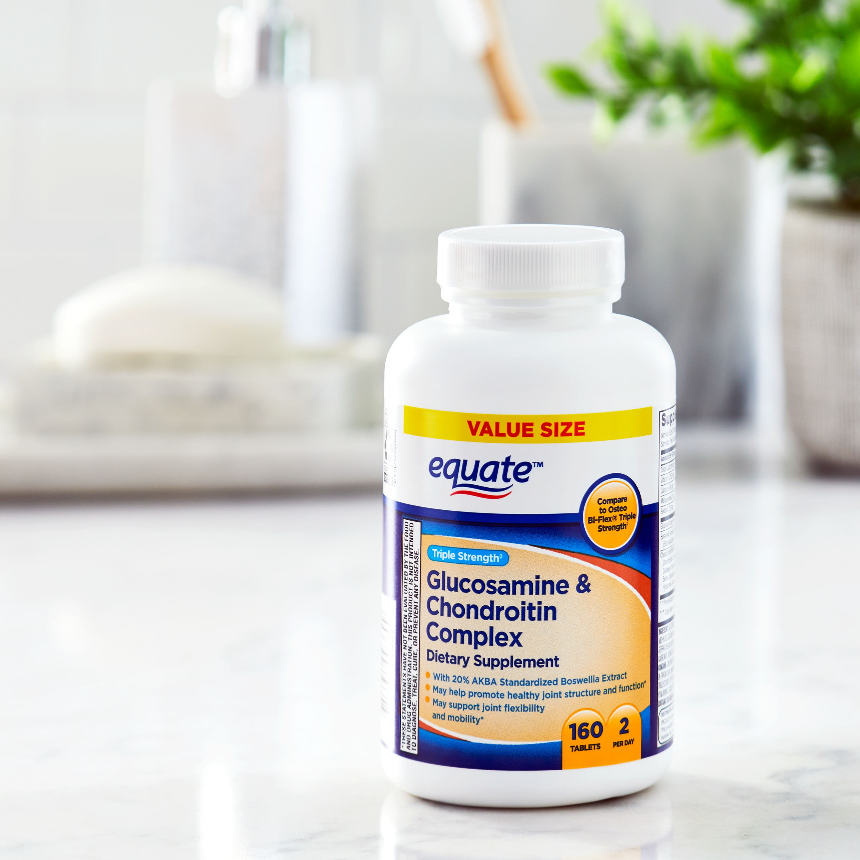 Equate Triple Strength Glucosamine & Chondroitin, 160 Tablets