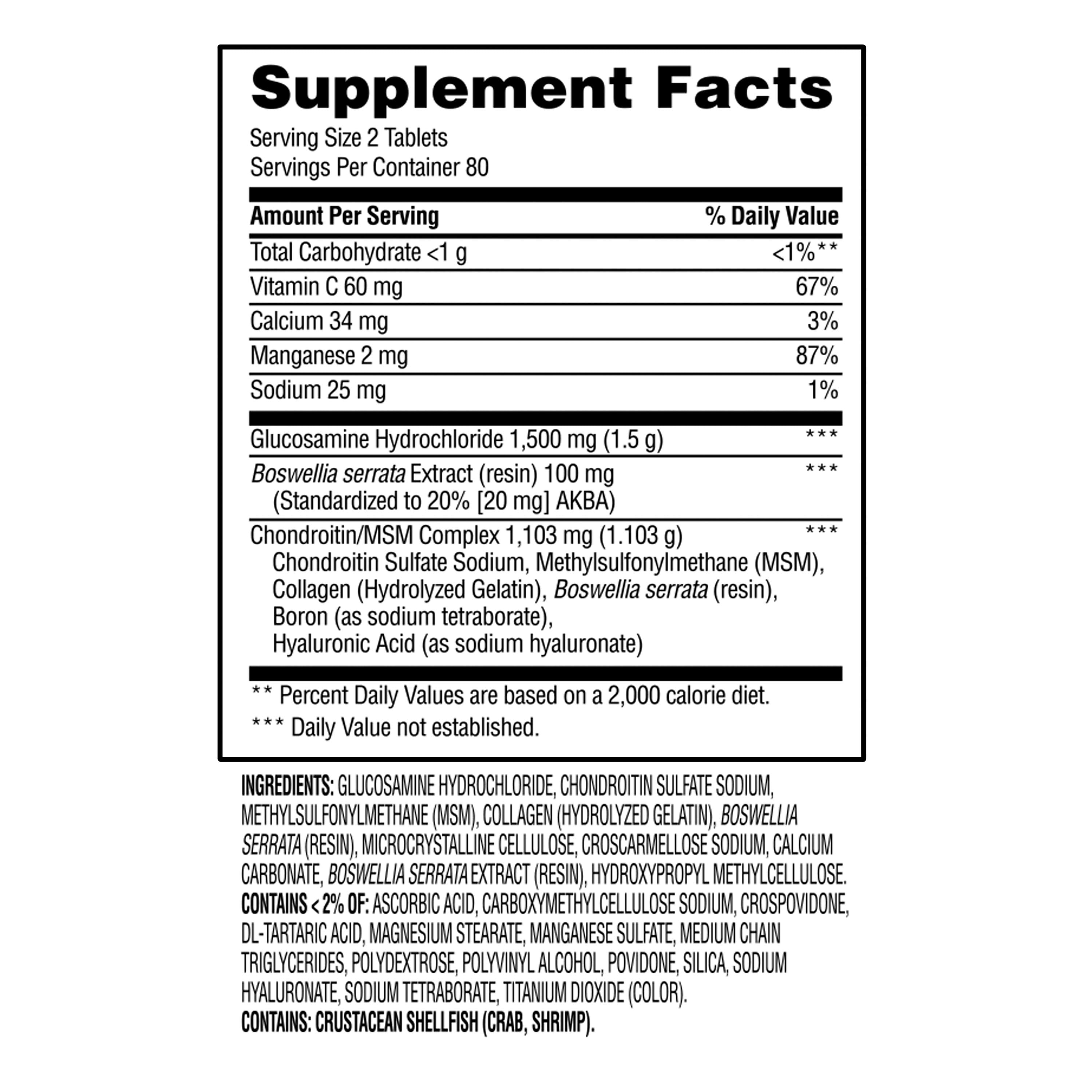 Equate Triple Strength Glucosamine & Chondroitin, 160 Tablets
