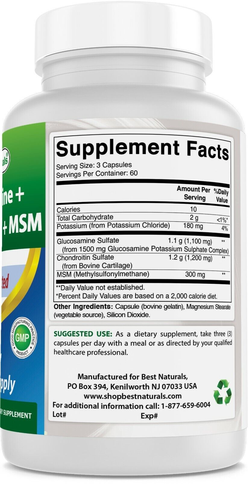 Glucosamine, Chondroitin & MSM Capsules - 180 Count