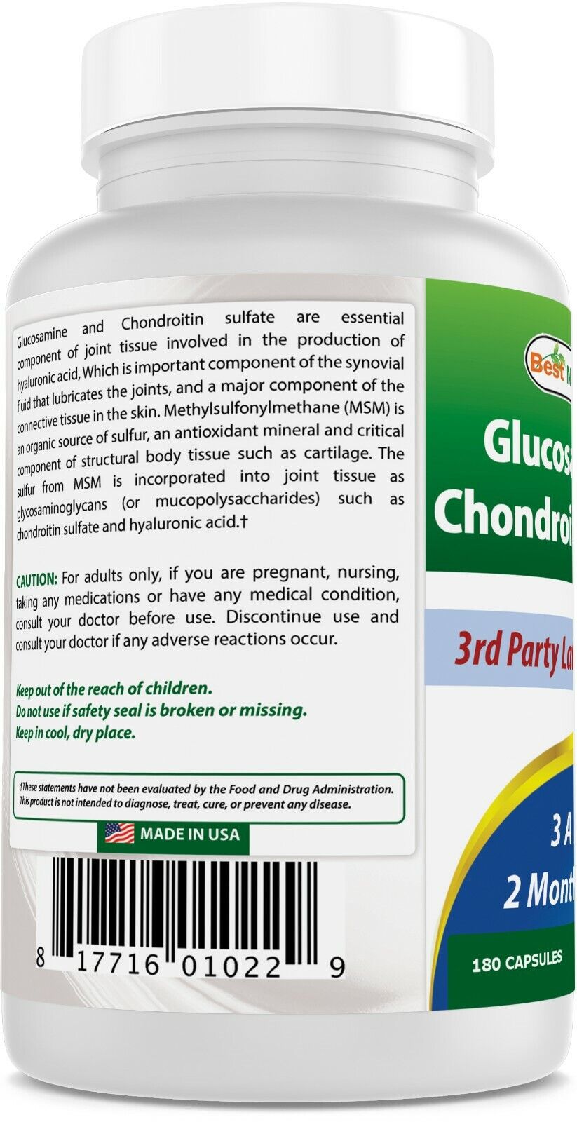 Glucosamine, Chondroitin & MSM Capsules - 180 Count