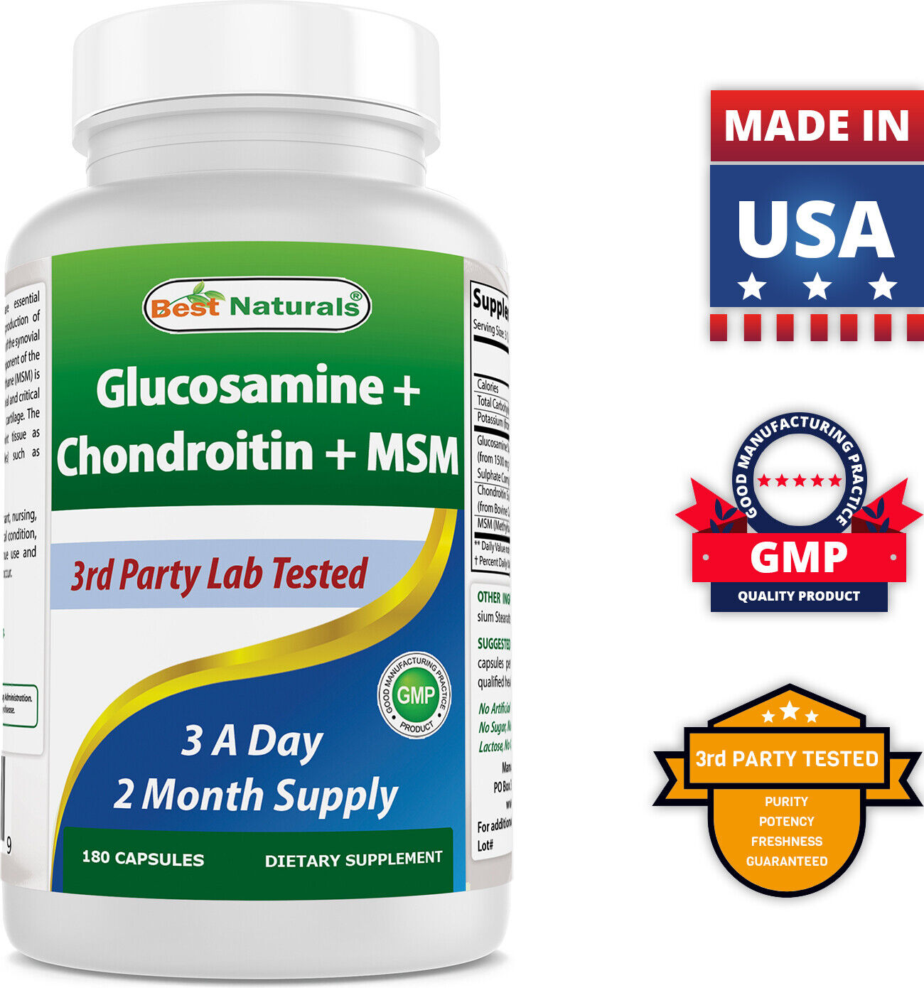 Glucosamine, Chondroitin & MSM Capsules - 180 Count