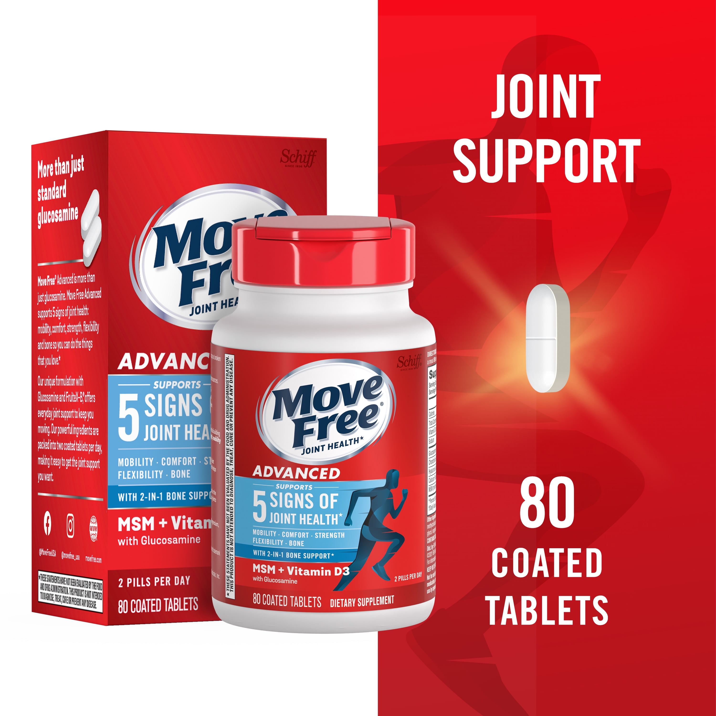 Move Free Advanced Joint Health Supplement, 80 Tablets