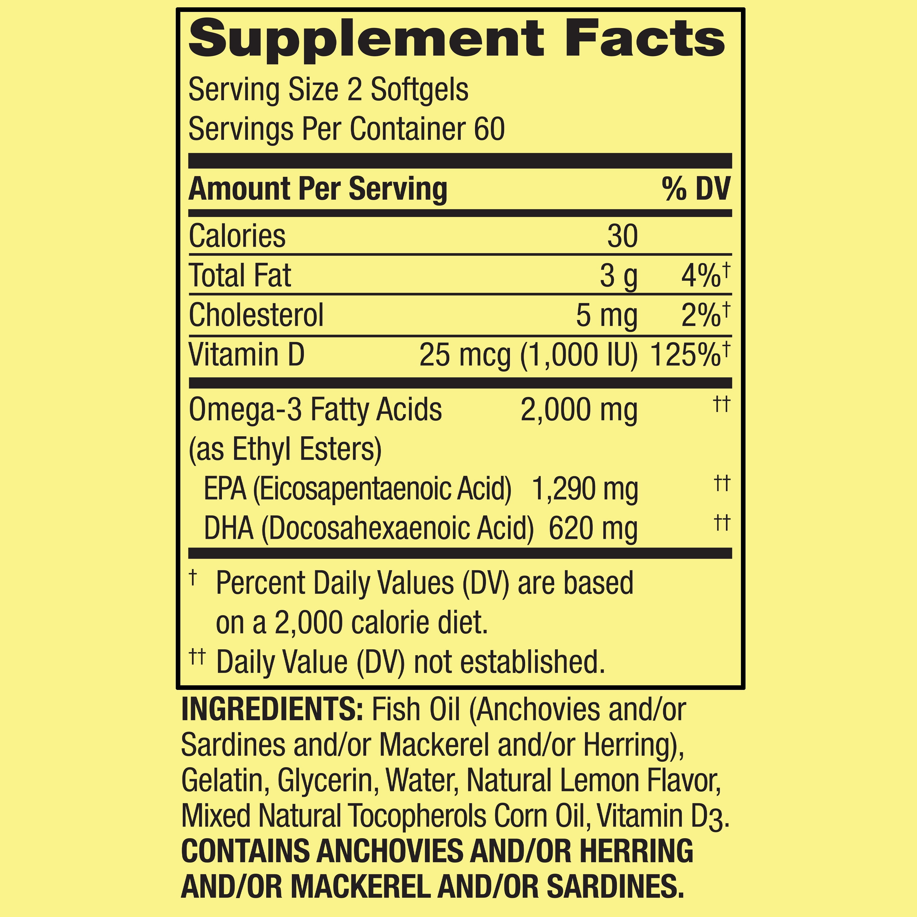 Spring Valley Omega-3 Fish Oil Softgels, 2000 mg
