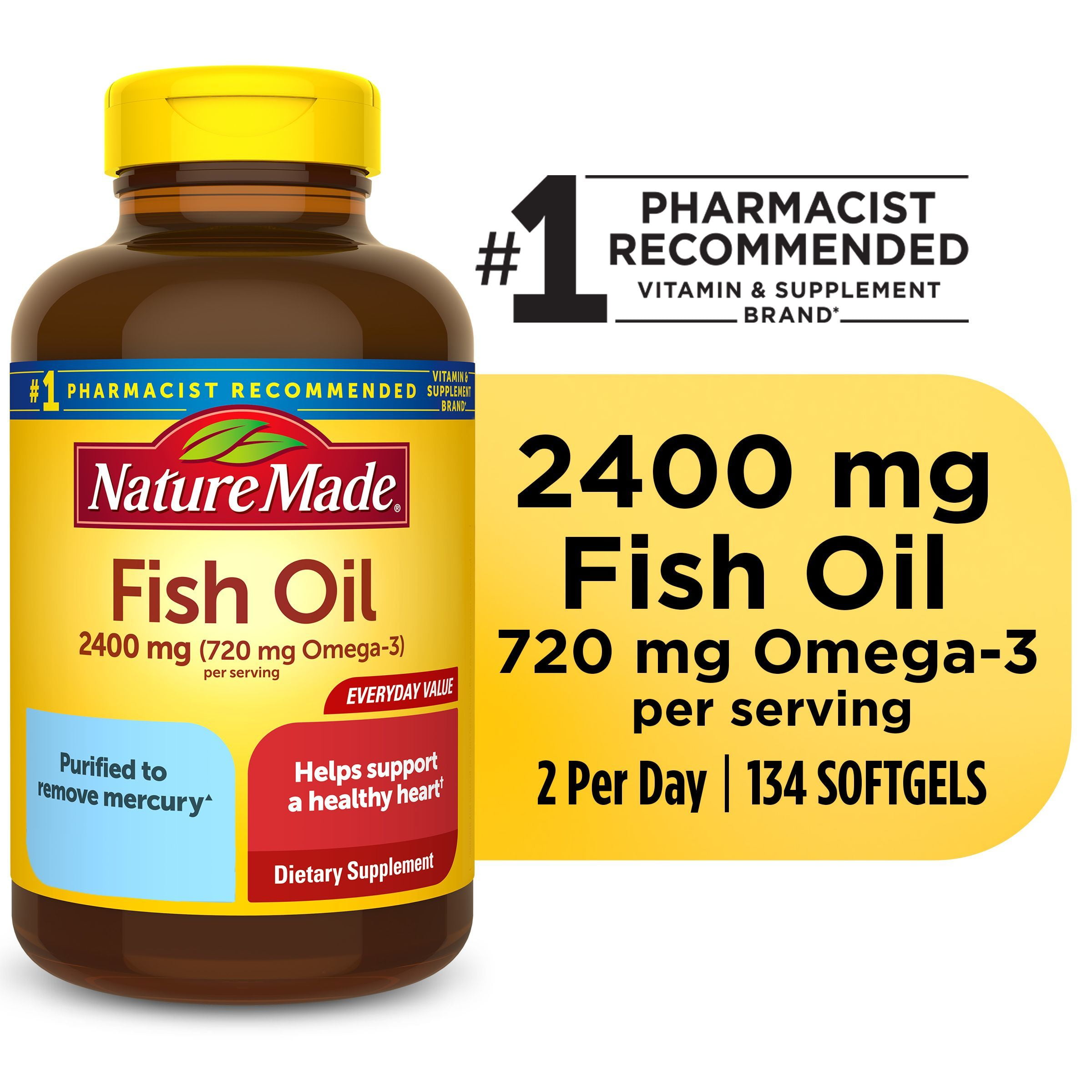 Nature Made Omega 3 Fish Oil Softgels 2400mg