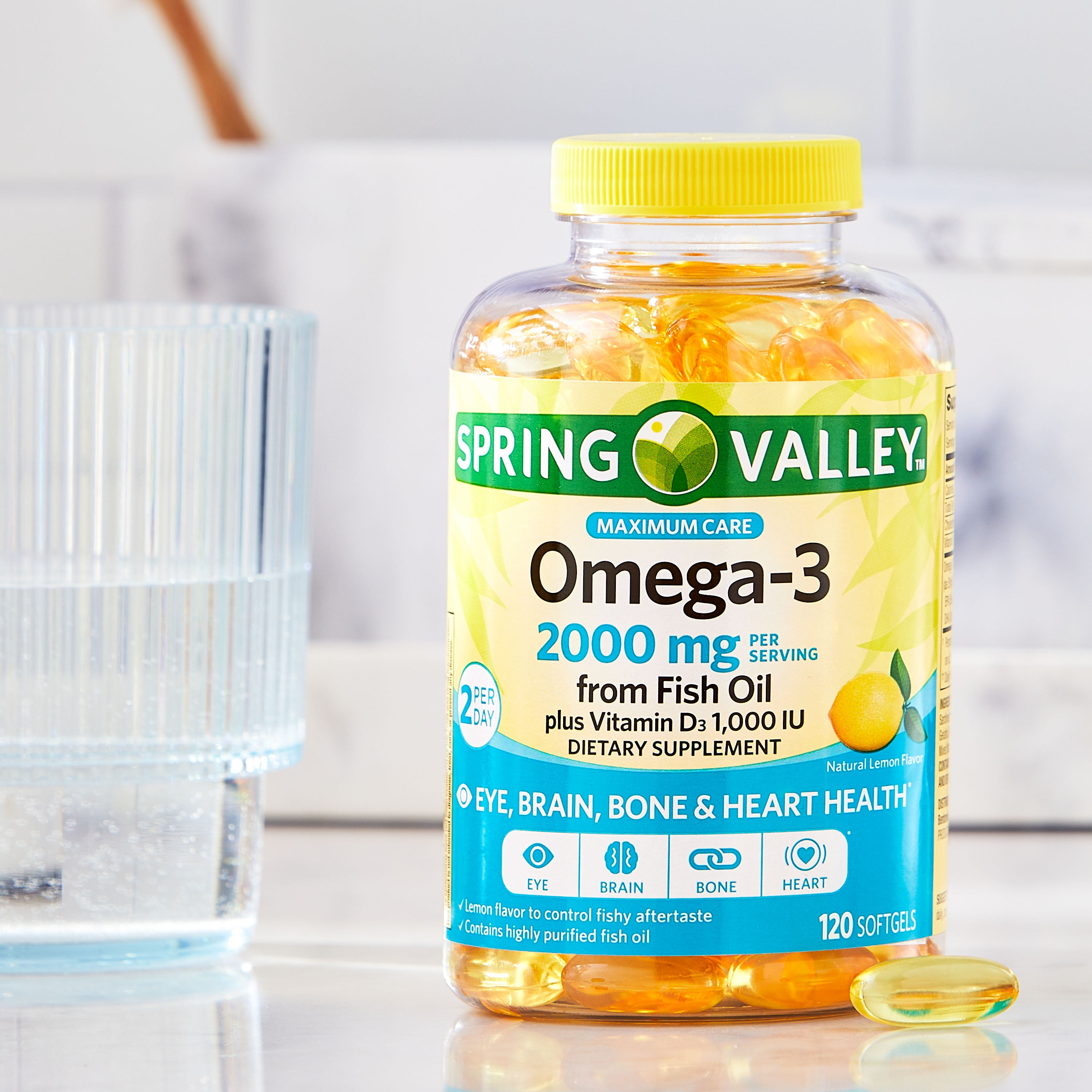 Spring Valley Omega-3 Fish Oil Softgels, 2000 mg