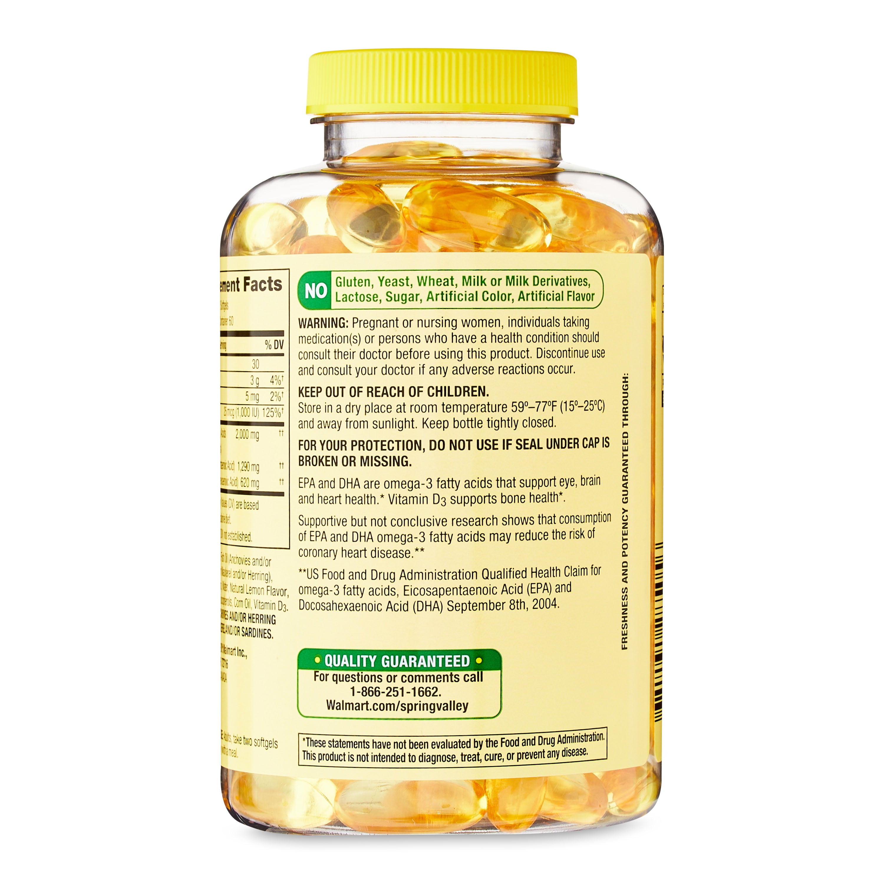 Spring Valley Omega-3 Fish Oil Softgels, 2000 mg