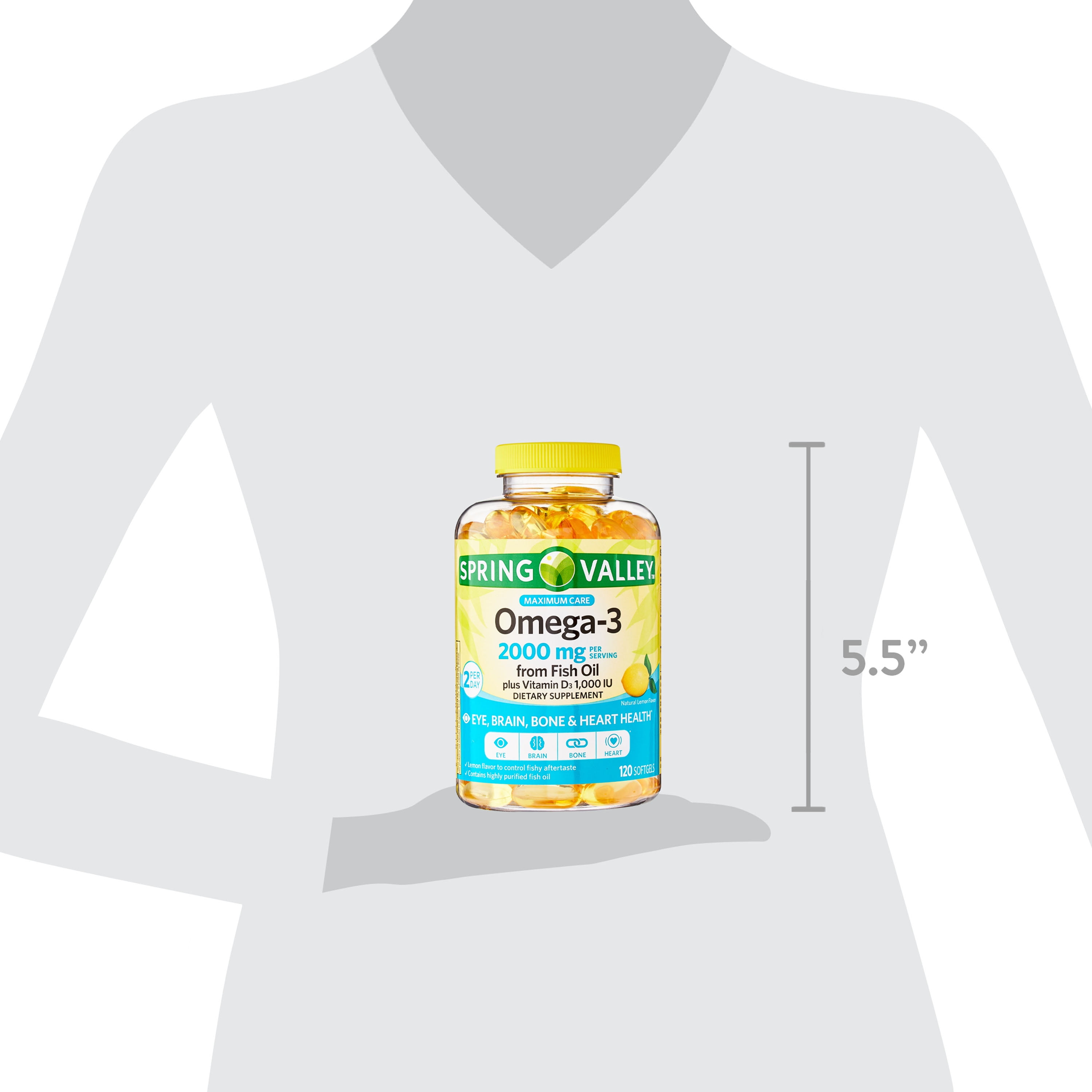 Spring Valley Omega-3 Fish Oil Softgels, 2000 mg