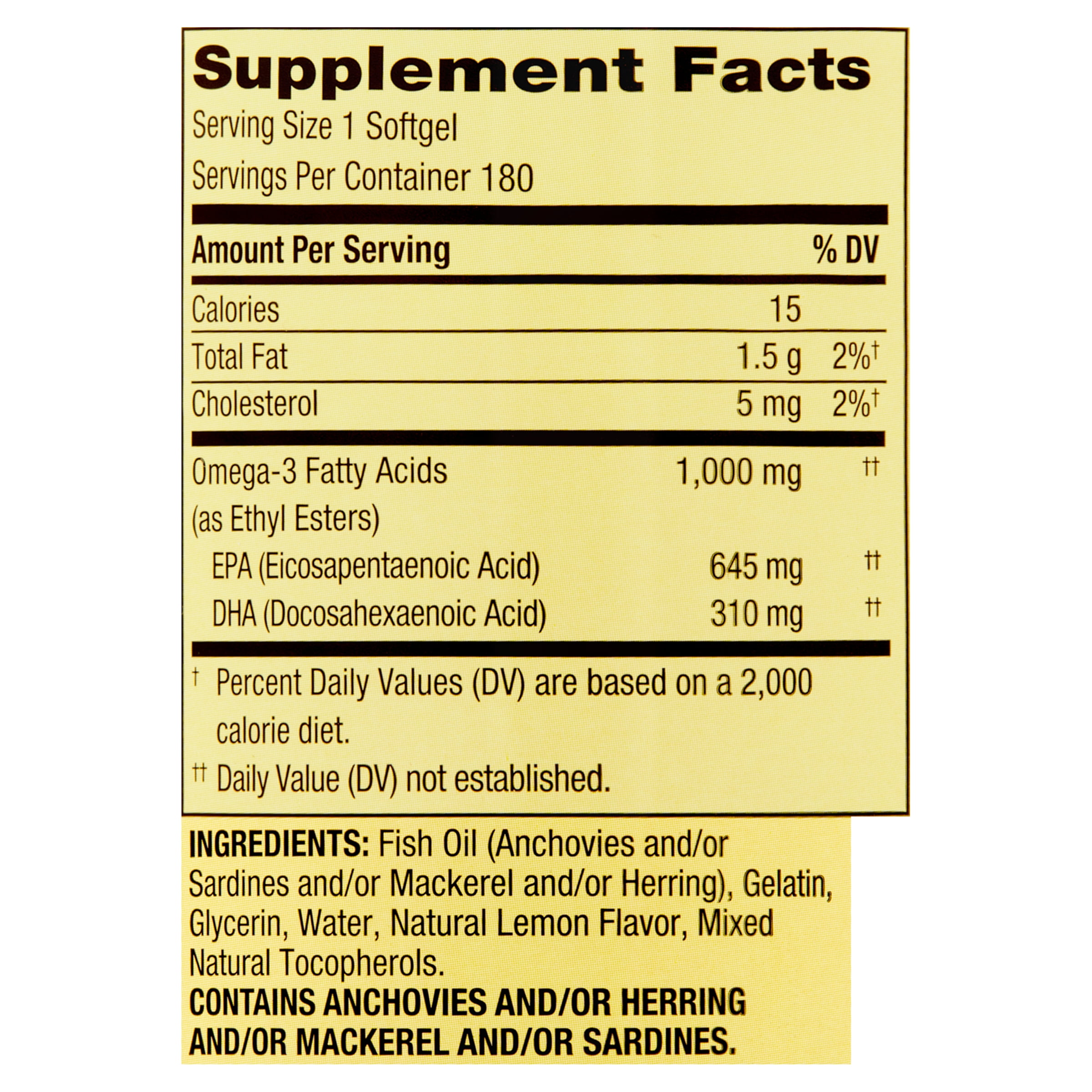 Spring Valley Omega-3 Fish Oil Softgels, 180 Count