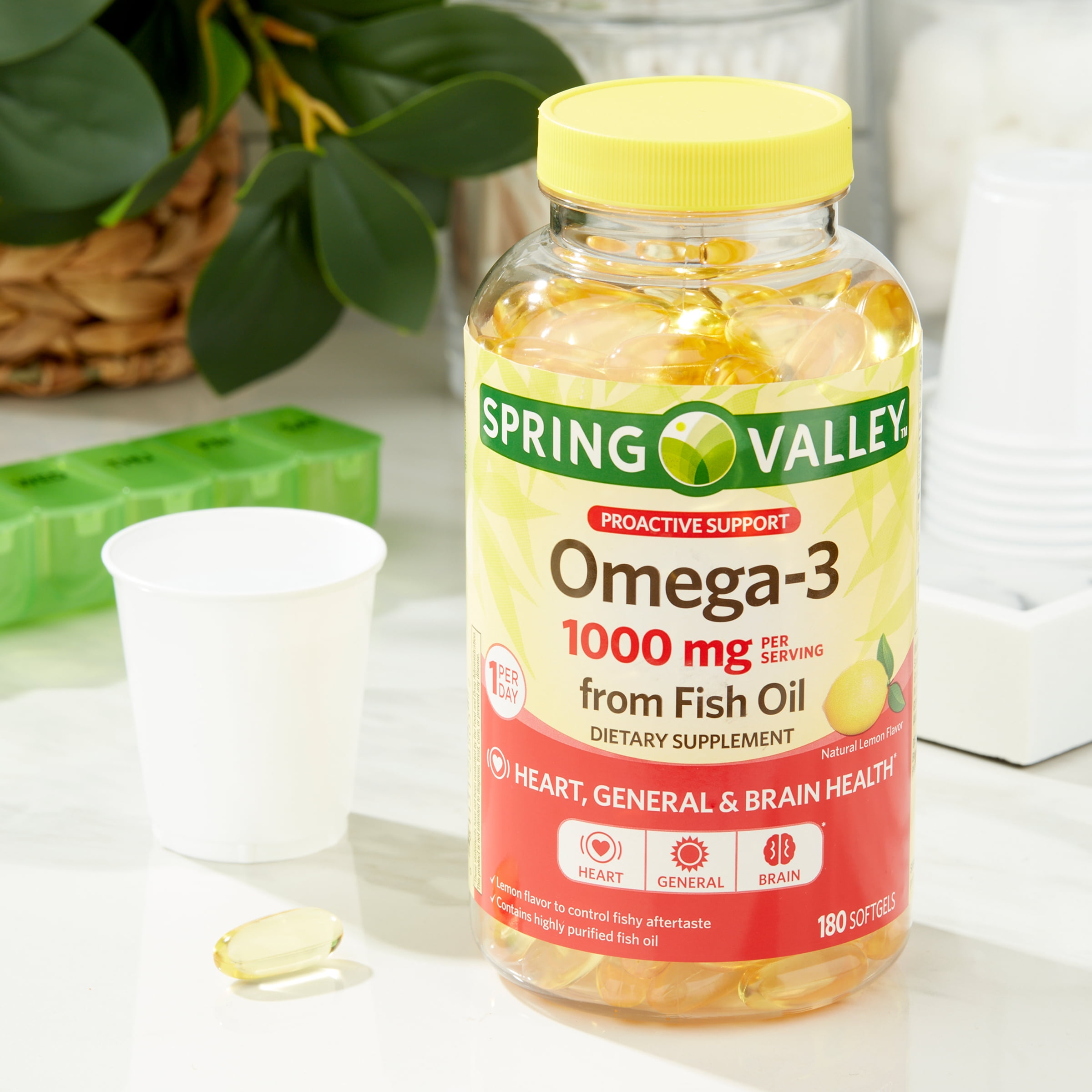 Spring Valley Omega-3 Fish Oil Softgels, 180 Count