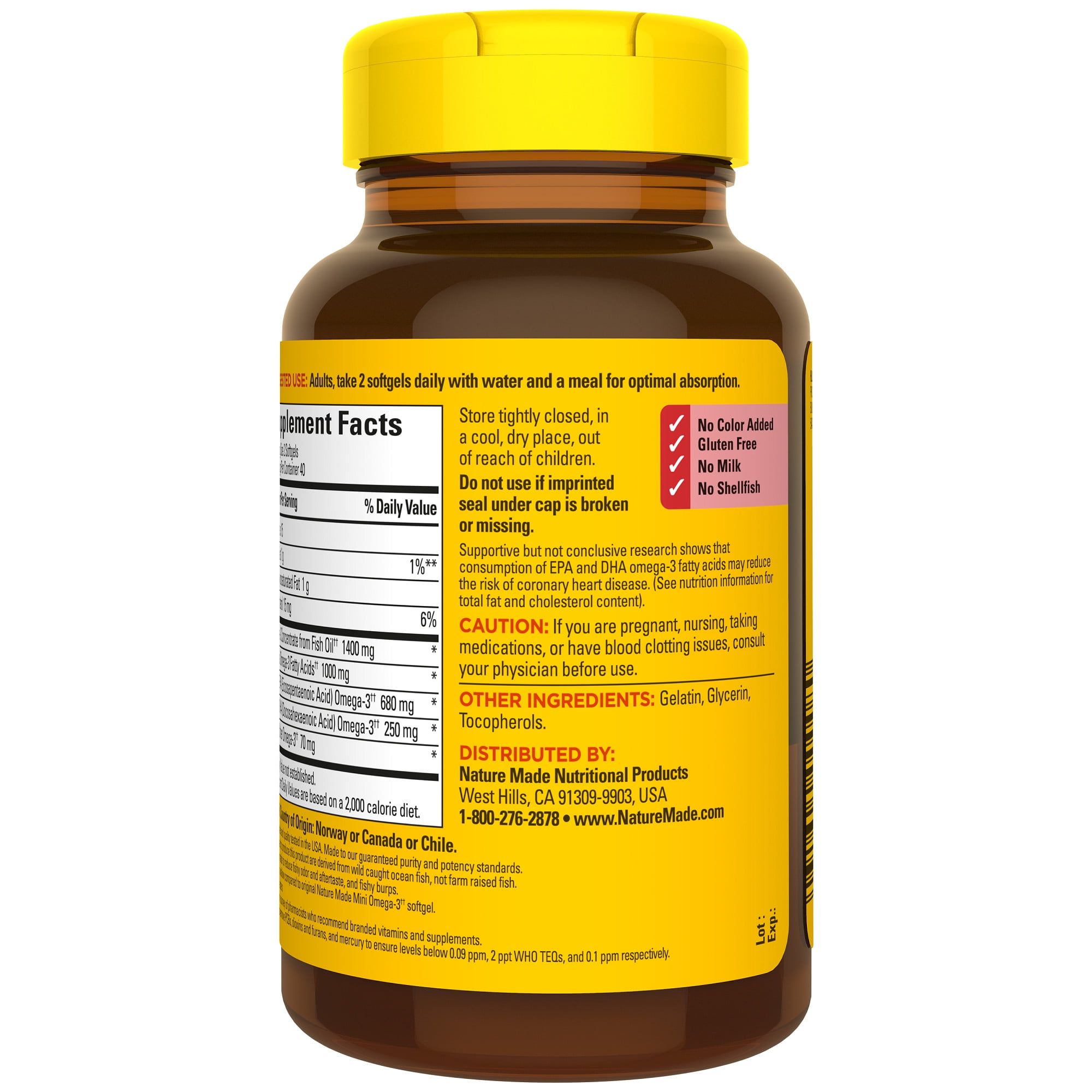 Nature Made Omega 3 Fish Oil Softgels, 1400 mg