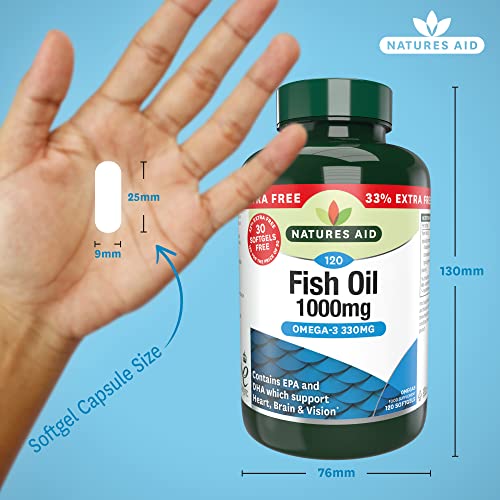 Nature's Aid Fish Oil 1000mg Softgels, 120 Count