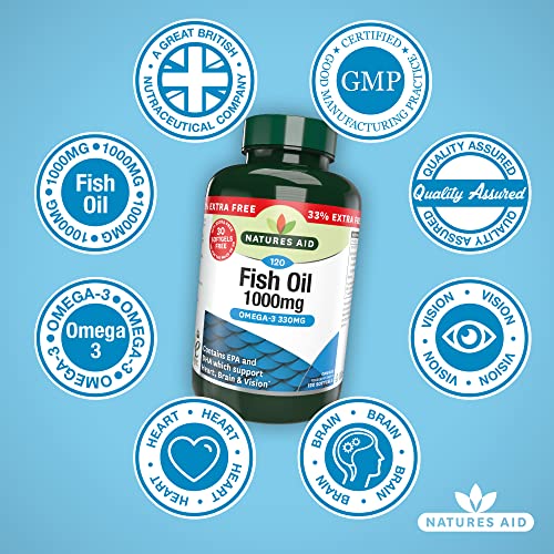 Nature's Aid Fish Oil 1000mg Softgels, 120 Count