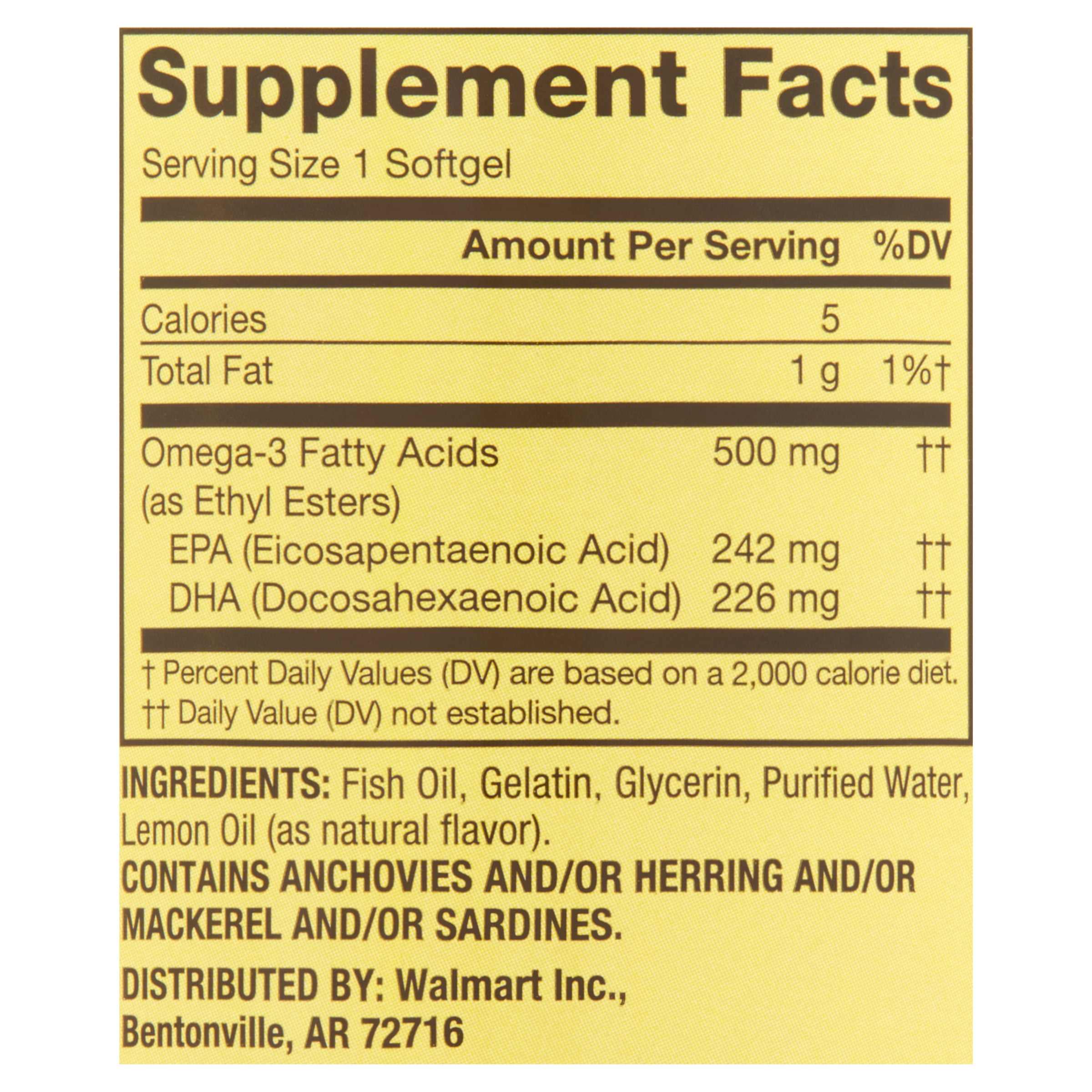 Spring Valley Omega-3 Fish Oil Supplement, 500 mg