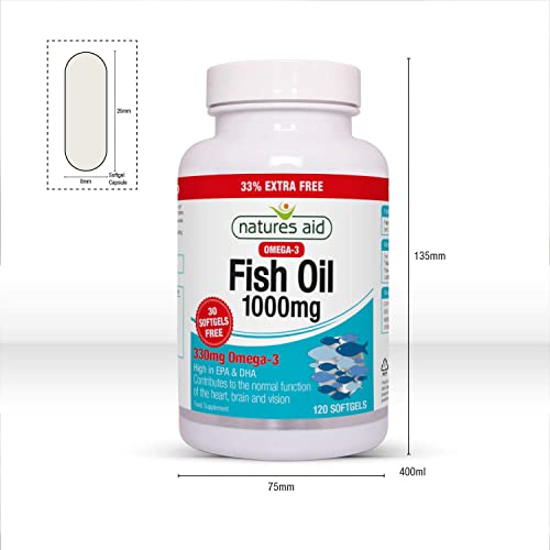 Nature's Aid Fish Oil 1000mg Softgels, 120 Count