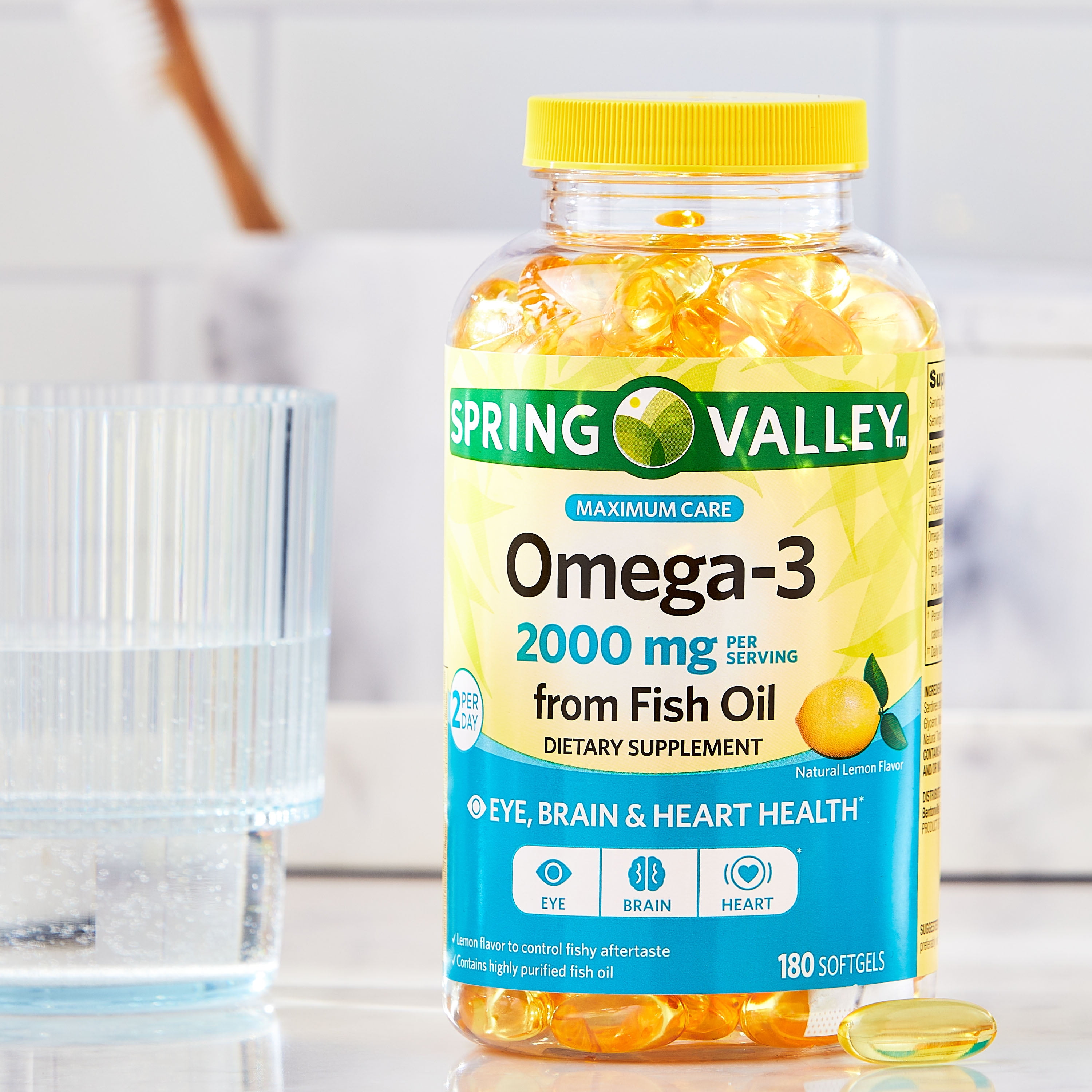 Spring Valley Omega-3 Fish Oil Softgels, 2000mg