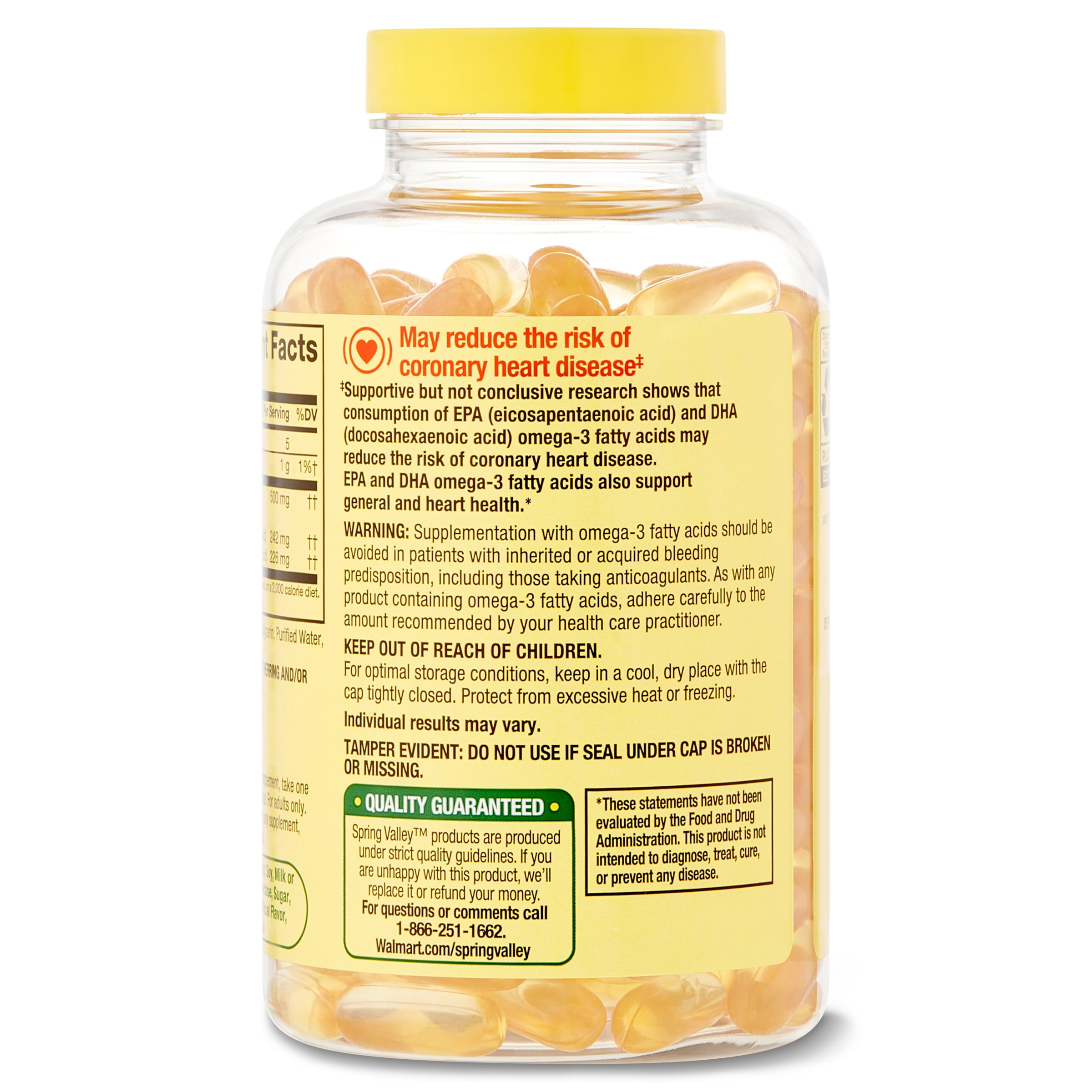 Spring Valley Omega-3 Fish Oil Supplement, 500 mg