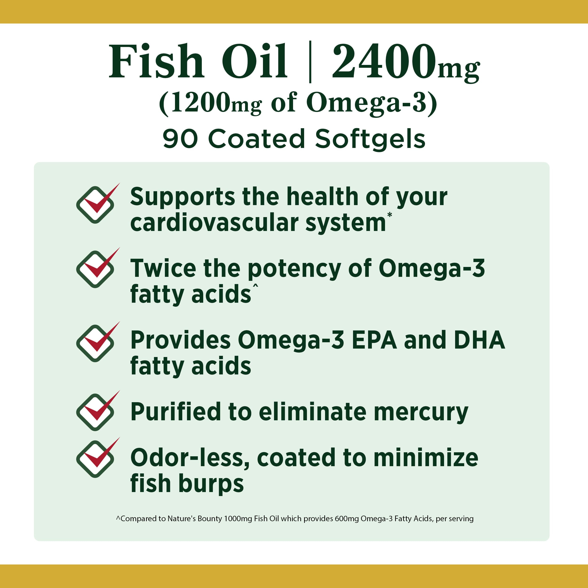 Nature's Bounty Double Strength Fish Oil Softgels 90 Ct