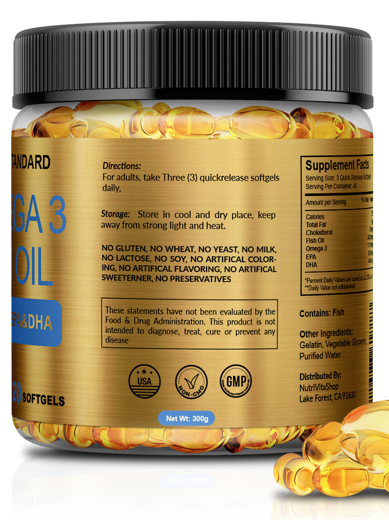 Triple Strength Omega 3 Fish Oil Softgels 3000mg