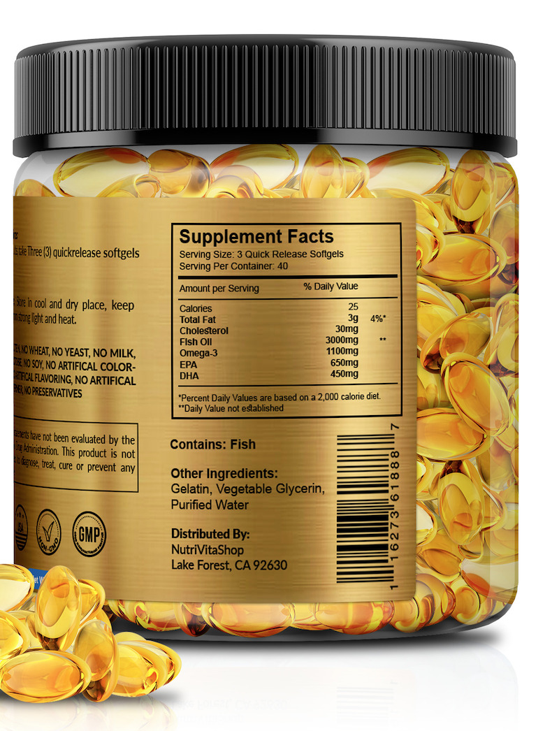 Triple Strength Omega 3 Fish Oil Softgels 3000mg