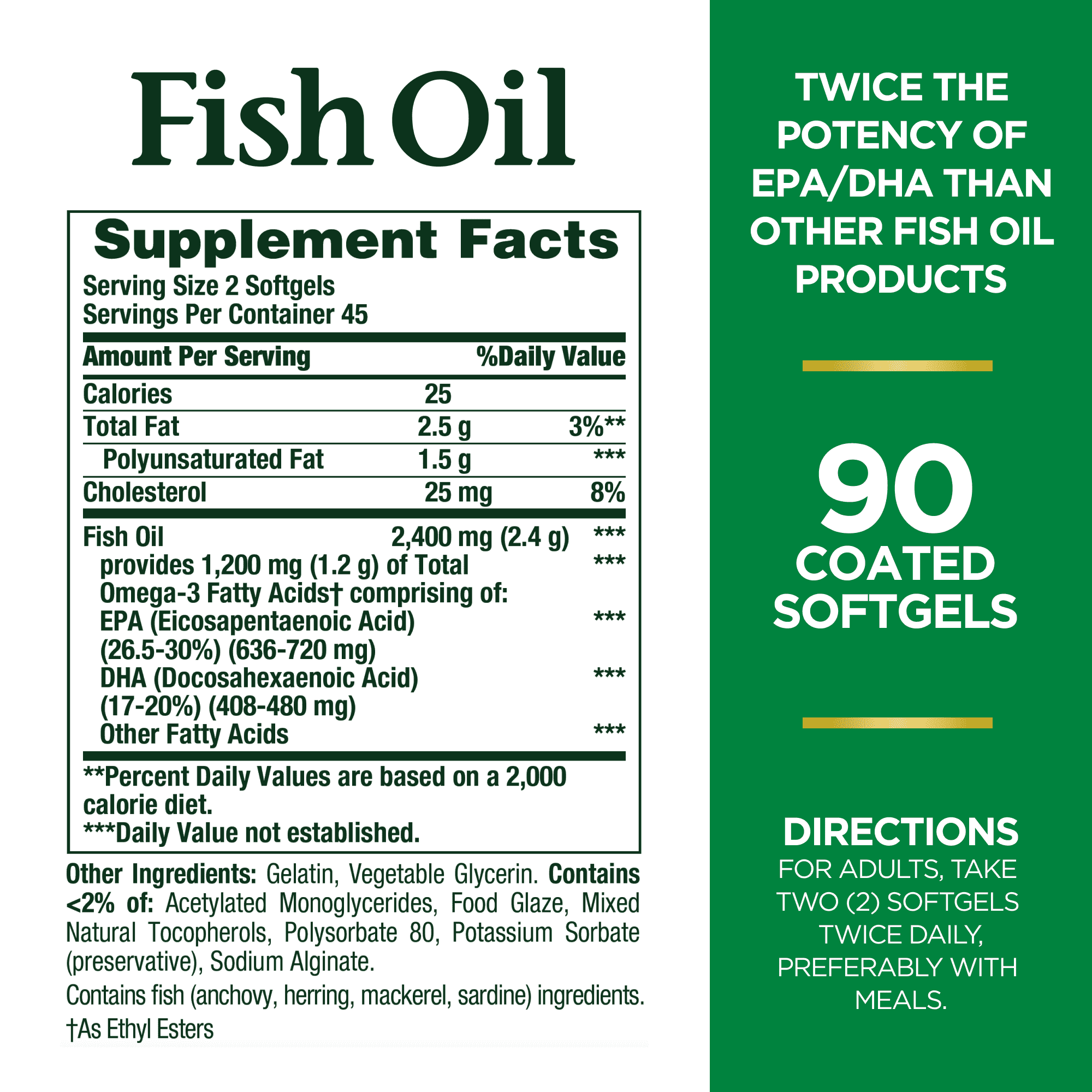 Nature's Bounty Double Strength Fish Oil Softgels 90 Ct